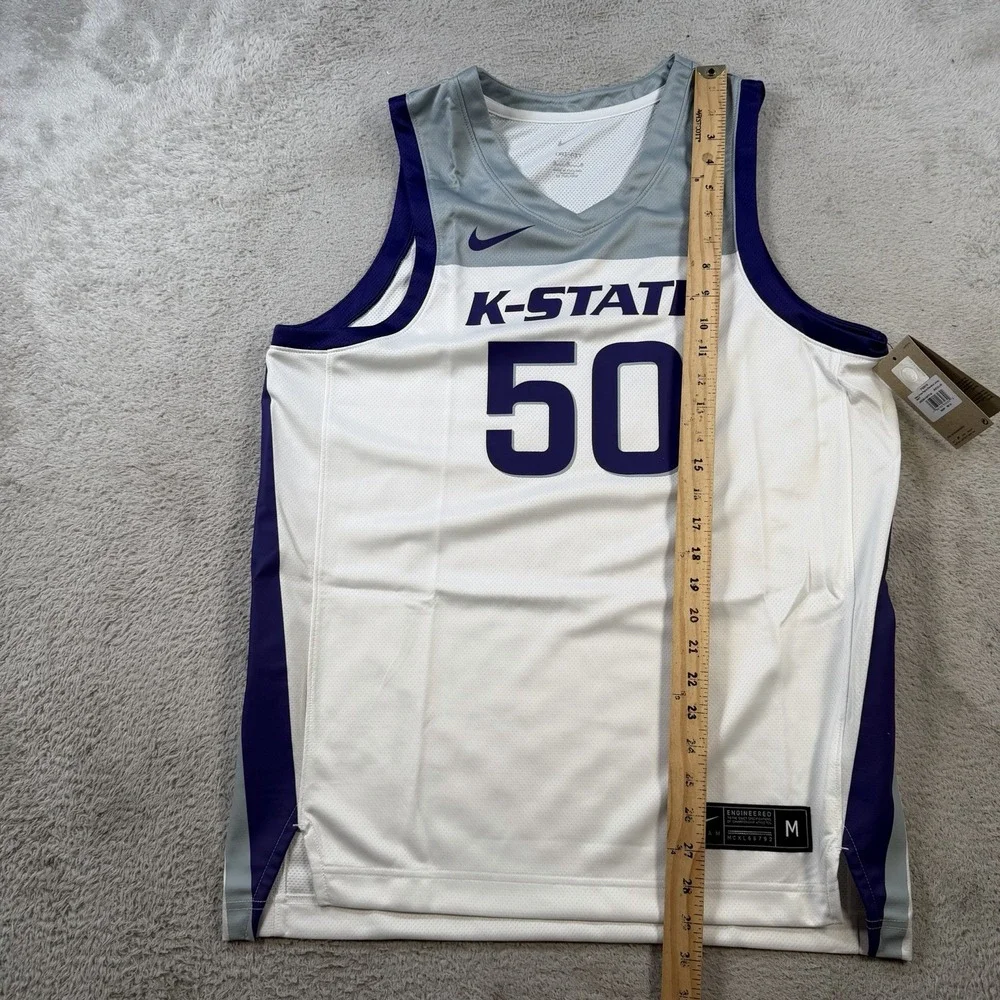 Nike Kansas State Wildcats Jersey Mens Medium White Basketball Dri-Fit #50